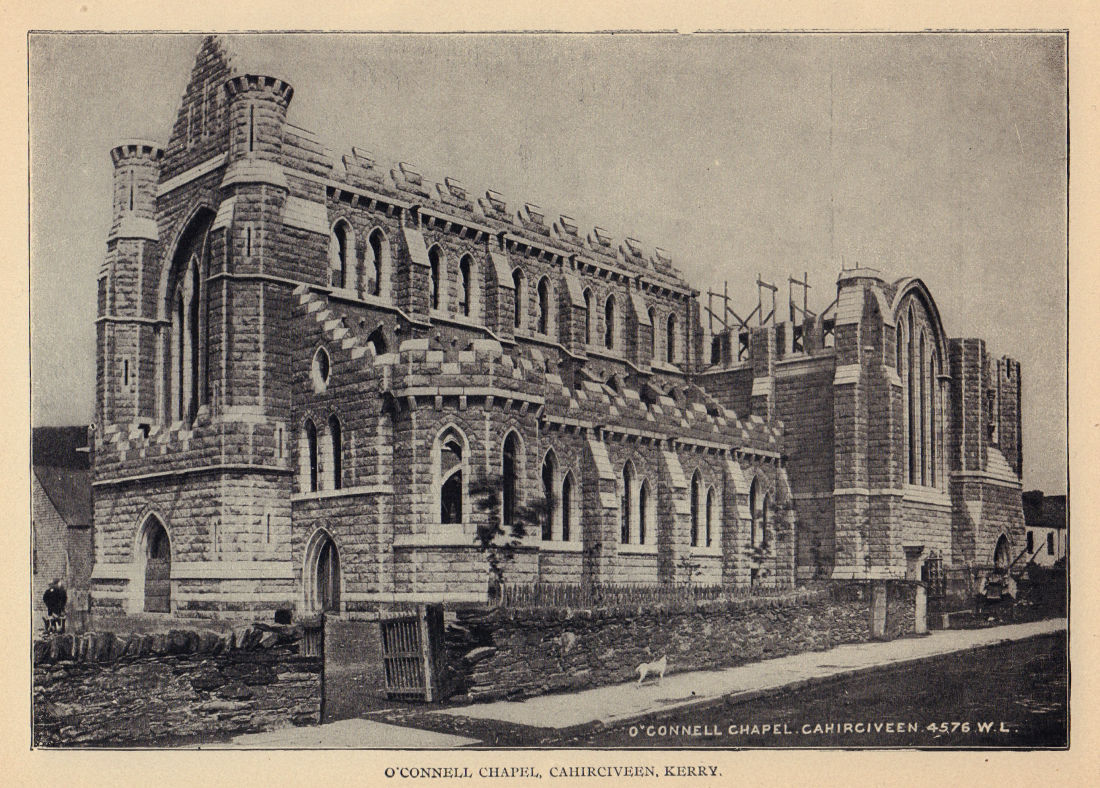 O'Connell Chapel, Cahirciveen, Kerry. Ireland 1905 old antique print picture